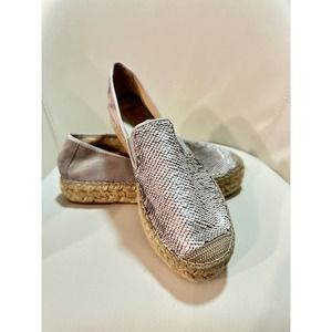 Vidorreta Made In Spain Silver Sequin Espadrille Loafers Sz 38 (7 1/2)